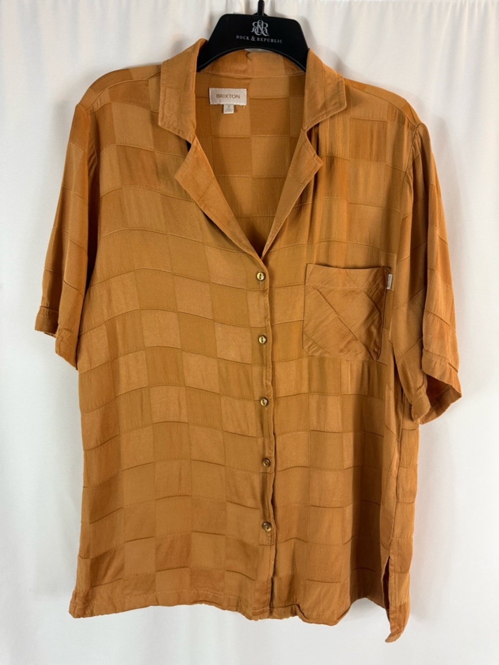 Brixton women  Short-Sleeve Button-Up Shirt in Rust size: S